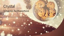  Presentation with christmas food - Cool new PPT theme with chocolate ads - holidays christmas winter advertisement backdrop and a  colored foreground