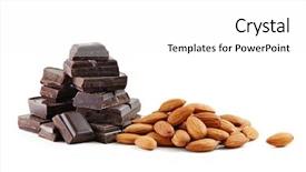  Presentation with almonds - PPT theme consisting of chocolate and almonds against white background and a white colored foreground
