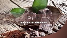  Presentation with cocoa bean - Beautiful slide set featuring chocolate-and-cocoa-bean-over backdrop and a tawny brown colored foreground