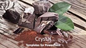  Presentation with cocoa bean - Cool new presentation theme with chocolate and cocoa bean over wooden table backdrop and a tawny brown colored foreground