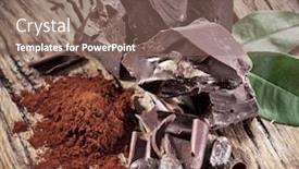  Presentation with cocoa bean - Amazing theme having chocolate and cocoa bean over wooden table backdrop and a violet colored foreground