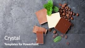  Presentation with coffee chocolate - Theme enhanced with chocolate and coffee beans background and a gray colored foreground