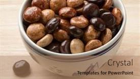  Presentation with coffee chocolate - Slide deck with chocolate-and-coffee-tasting-sugar background and a coral colored foreground