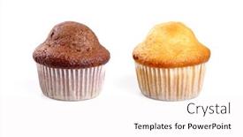  Presentation with white chocolate - Audience pleasing theme consisting of chocolate-and-cream-muffins backdrop and a white colored foreground