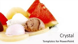  Presentation with chocolate ice cream - Slide deck featuring chocolate and fruit ice cream background and a white colored foreground