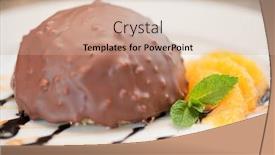  Presentation with croissant - Beautiful presentation design featuring chocolate-and-orange-croissant backdrop and a soft green colored foreground