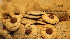  Presentation with peanut butter - Slide set featuring chocolate-and-peanut-butter-cookies background and a gold colored foreground