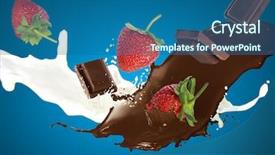  Presentation with chocolate splash - PPT theme with chocolate and strawberry falls background and a ocean colored foreground