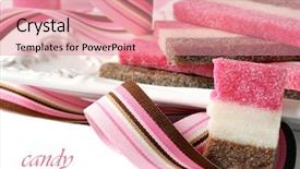  Presentation with chocolate strawberry - Presentation featuring chocolate and vanilla coconut candy background and a coral colored foreground