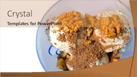  Presentation with chocolate ice cream - Audience pleasing PPT theme consisting of chocolate and vanilla ice cream backdrop and a gold colored foreground