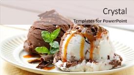  Presentation with ice cream sundae - Presentation theme featuring chocolate and vanilla ice cream background and a soft green colored foreground