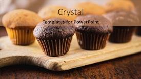  Presentation with muffins - Amazing slide deck having chocolate-and-vanilla-muffins-sweet backdrop and a coral colored foreground