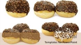  Presentation with donuts chocolate - Presentation theme consisting of chocolate-ball-donuts background and a gold colored foreground