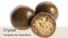  Presentation with crisp - Audience pleasing PPT theme consisting of chocolate balls and a half backdrop and a yellow colored foreground