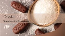  Presentation with coconut - Slide set with chocolate-bar-and-coconut-top background and a coral colored foreground