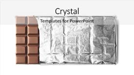  Presentation with candy - Beautiful presentation theme featuring candy bars - chocolate bar in foil isolated backdrop and a light gray colored foreground