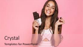  Presentation with snicker chocolate bar - Cool new PPT theme with chocolate bar isolated over pink backdrop and a lemonade colored foreground