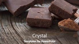  Presentation with cocoa - Audience pleasing PPT theme consisting of chocolate bars with cocoa powder backdrop and a dark gray colored foreground