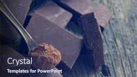  Presentation with cocoa - Audience pleasing PPT layouts consisting of chocolate bars with cocoa powder backdrop and a navy blue colored foreground