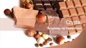  Presentation with hazelnuts - Slide deck featuring chocolate bars with hazelnuts and coffee beans isolated on white background and a coral colored foreground