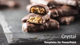  Presentation with chocolate nuts - Cool new slides with chocolate-bars-with-nuts-filling backdrop and a dark gray colored foreground