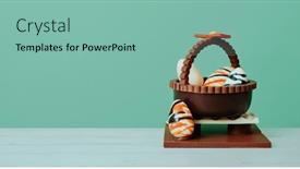  Presentation with easter basket - Slides with chocolate-basket-with-eggs background and a  colored foreground