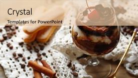  Presentation with tiramisu - Slides consisting of tasty tiramisu dessert in glass background and a lemonade colored foreground