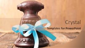  Presentation with easter - Presentation theme featuring chocolate-bell-easter-day-easter background and a coral colored foreground