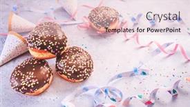  Presentation with donuts chocolate - Presentation with chocolate-berliner-pastry-for-carnival background and a  colored foreground