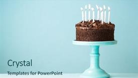  Presentation with birthday cake - Slide deck having chocolate birthday cake with candles background and a sky blue colored foreground