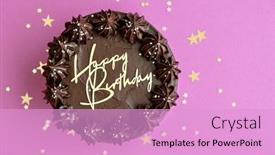  Presentation with happy birthday gold - Theme having chocolate-birthday-cake-with-gold background and a lavender colored foreground