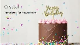  Presentation with happy birthday cake - PPT layouts having chocolate-birthday-cake-with-happy background and a light gray colored foreground