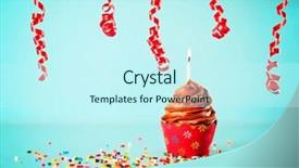  Presentation with sprinkles - Slides with chocolate birthday cupcake background and a cool aqua colored foreground