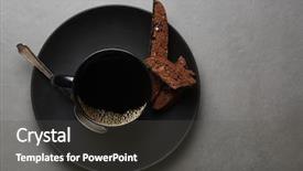  Presentation with coffee chocolate - Colorful theme enhanced with chocolate biscotti and coffee backdrop and a dark gray colored foreground