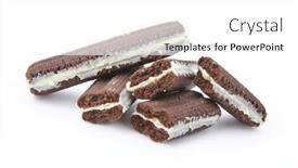  Presentation with chocolate biscuits - Presentation theme featuring chocolate-biscuits-covered-with-sugar background and a white colored foreground