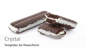  Presentation with chocolate biscuits - Slide set featuring chocolate-biscuits-covered-with-sugar background and a white colored foreground