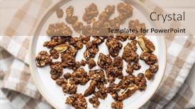  Presentation with chocolate cereal - Beautiful slide set featuring chocolate-breakfast-cereal-morning-granola backdrop and a coral colored foreground