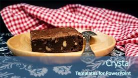  Presentation with cake - Amazing slides having food brownies - chocolate brownie cake backdrop and a ocean colored foreground