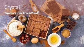  Presentation with chocolate - Slide set consisting of chocolate-brownie-with-ingredient-top background and a red colored foreground