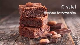 Presentation with bar pieces dark chocolate - PPT layouts having food brownies - chocolate brownie background and a tawny brown colored foreground
