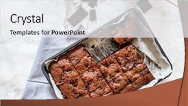  Presentation with chocolate - Slide deck consisting of food brownies - chocolate brownie background and a sky blue colored foreground