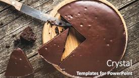  Presentation with cake brownies - Colorful slide set enhanced with chocolate-brownies-cake-on-wooden backdrop and a tawny brown colored foreground