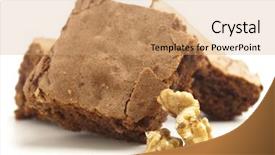  Presentation with cake brownies - Beautiful theme featuring chocolate brownies closeup backdrop and a  colored foreground