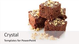  Presentation with walnut - Presentation theme featuring chocolate brownies with walnut close background and a light gray colored foreground