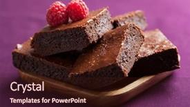  Presentation with cake brownies - Beautiful slide deck featuring chocolate cake - brownies with raspberry backdrop and a wine colored foreground