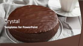  Presentation with tea cake - Beautiful PPT theme featuring chocolate-cake-and-a-cup backdrop and a tawny brown colored foreground