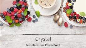  Presentation with cup cake - Audience pleasing presentation design consisting of berries and coffee cup backdrop and a light gray colored foreground