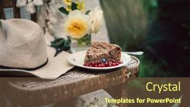  Presentation with chocolate - Beautiful presentation design featuring chocolate-cake-and-flowers backdrop and a tawny brown colored foreground