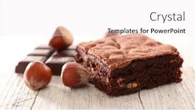  Presentation with chocolate - PPT theme with chocolate-cake-brownie-and-hazelnut background and a white colored foreground