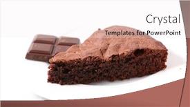  Presentation with slice of decorated cake - Presentation featuring chocolate-cake-choclate-pie-sliced background and a white colored foreground